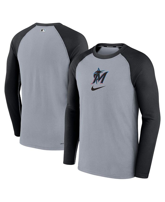 

Мужская серая футболка с длинным рукавом Miami Marlins Authentic Collection Game Raglan Performance Nike, серый