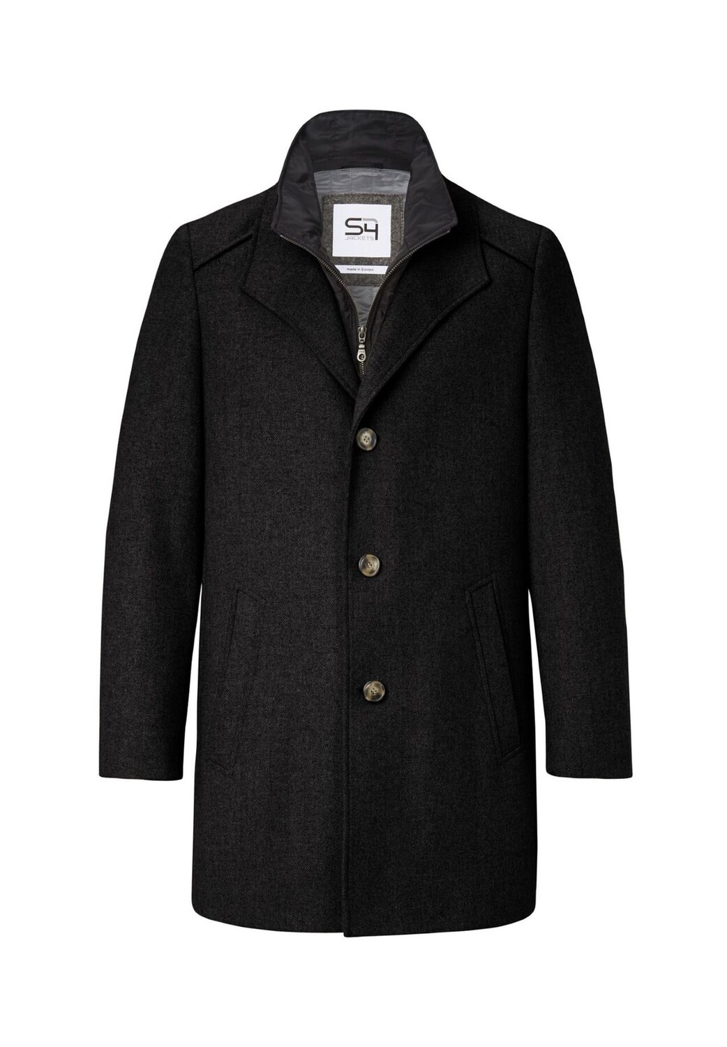 

Шерстяное пальто из итальянской шерсти Newton Black S4 JACKETS, черный
