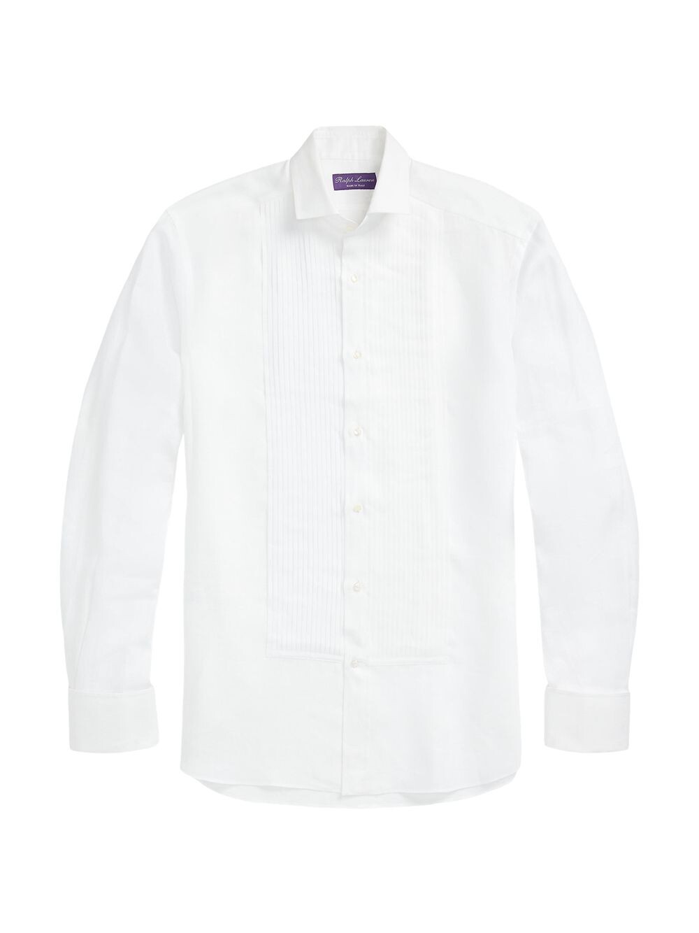 

Рубашка из льняного смокинга со складками Ralph Lauren Purple Label, белый