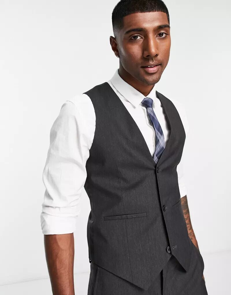 

Серый однотонный жилет Bolongaro Trevor Slim Fit