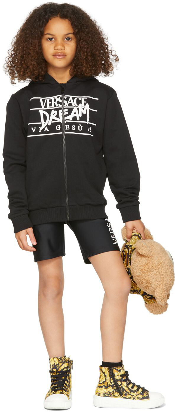 

Толстовка на молнии с логотипом Kids Black Dream, черная Versace