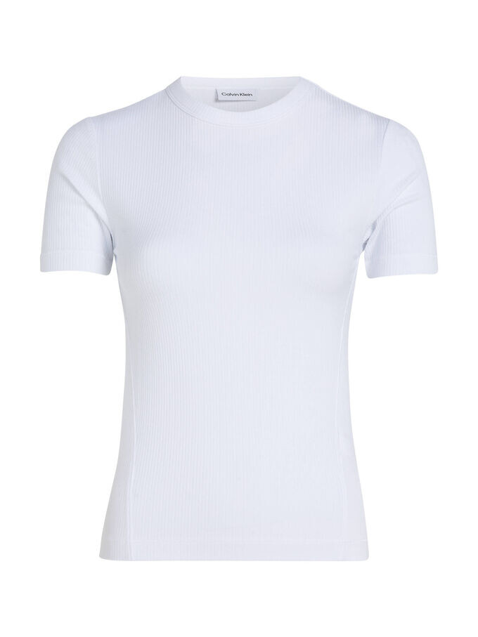 

Футболка из модала, топ в рубчик с круглым вырезом Calvin Klein, белый