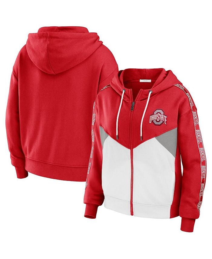 

Женская куртка с капюшоном и молнией во всю длину Scarlet Ohio State Buckeyes с цветными блоками WEAR by Erin Andrews, красный
