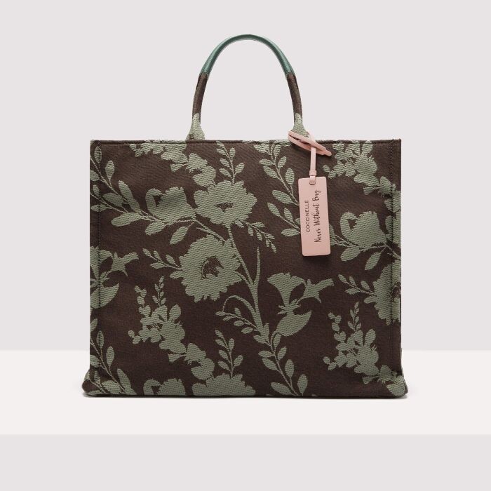 

Сумочка из жаккардовой ткани с цветочным узором Coccinelle NEVER WITHOUT BAG FLOWER JACQUARD LARGE, коричневый