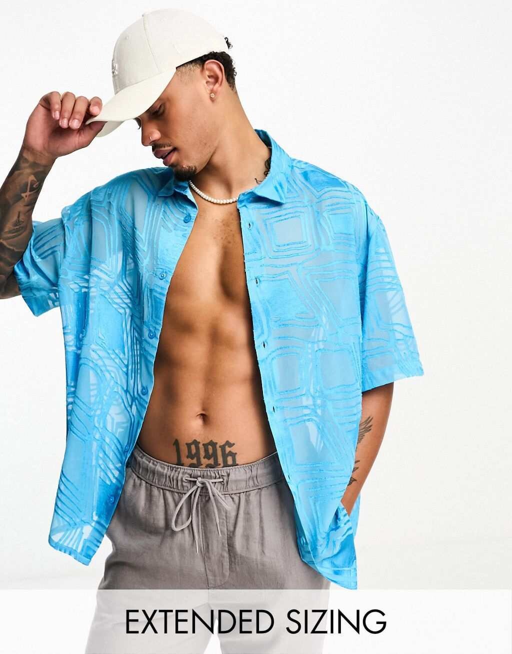 

Синяя рубашка свободного кроя ASOS DESIGN