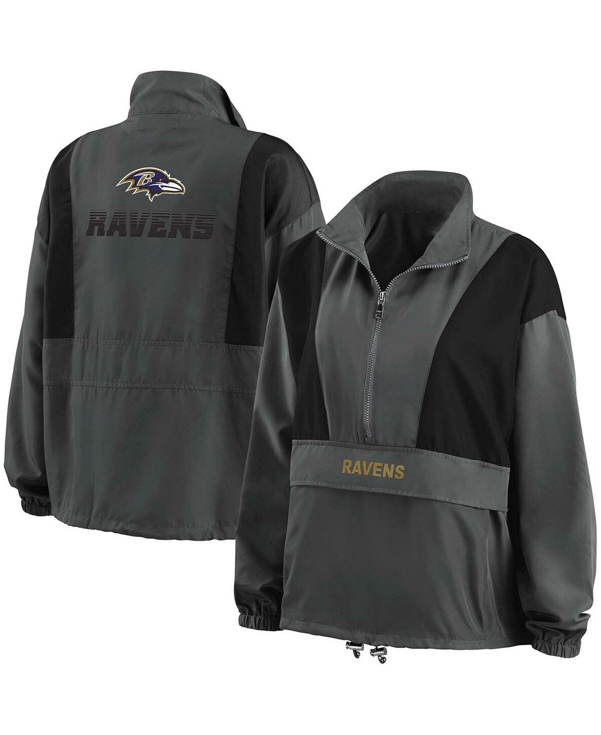 

Женская темно-серая складная куртка с молнией до половины длины Baltimore Ravens Popover WEAR by Erin Andrews