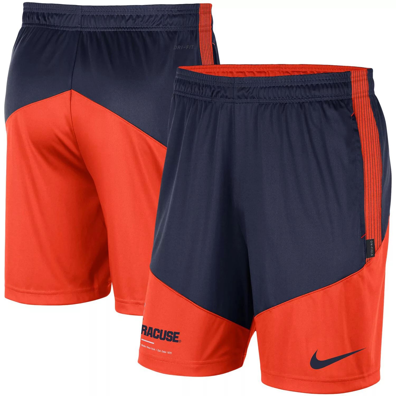 Мужские темно-синие/оранжевые трикотажные шорты Syracuse Orange Team Performance Nike