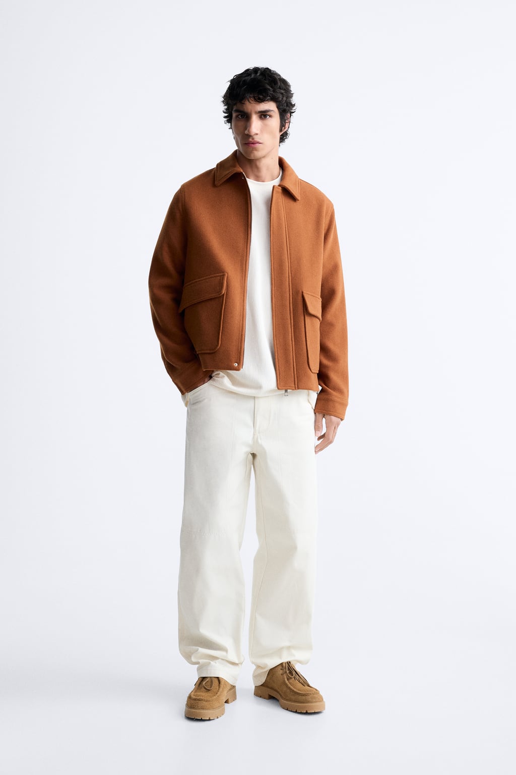 

Шерстяная куртка ZARA, оранжевый