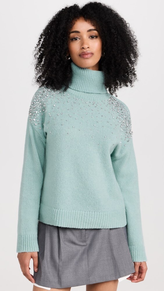 

Свитер Cinq à Sept Rhinestone Crackle Embellished Alani Turtleneck, синий