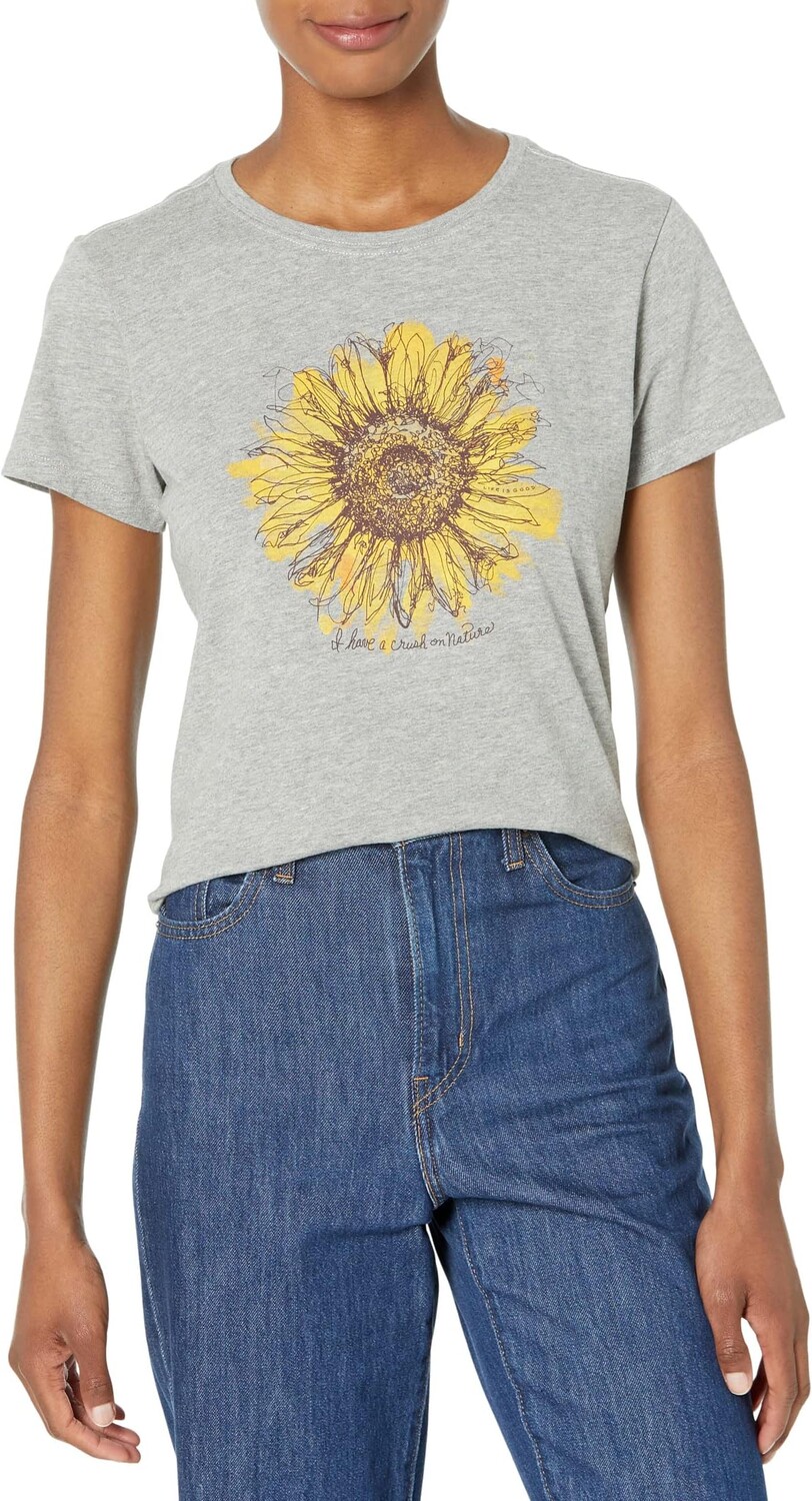 

Футболка Crusher с короткими рукавами и рисунком подсолнуха Life is Good, цвет Heather Gray