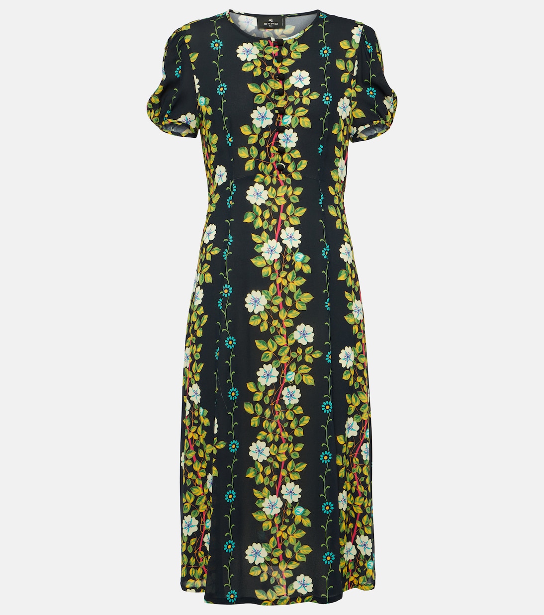 Платье миди с цветочным принтом Etro, мультиколор