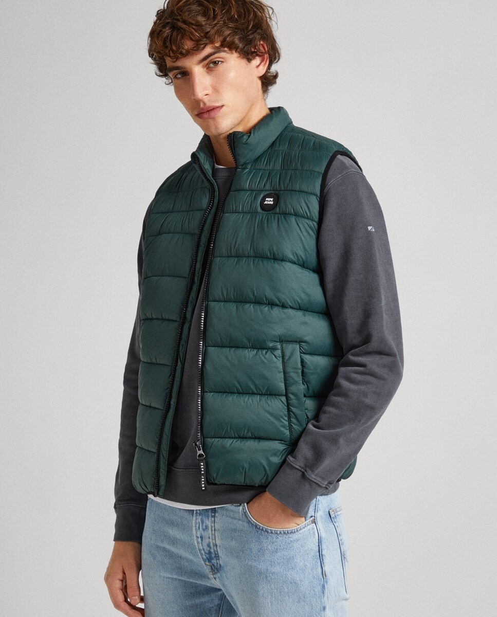 

Стеганый мужской жилет черного цвета Pepe Jeans, темно-зеленый