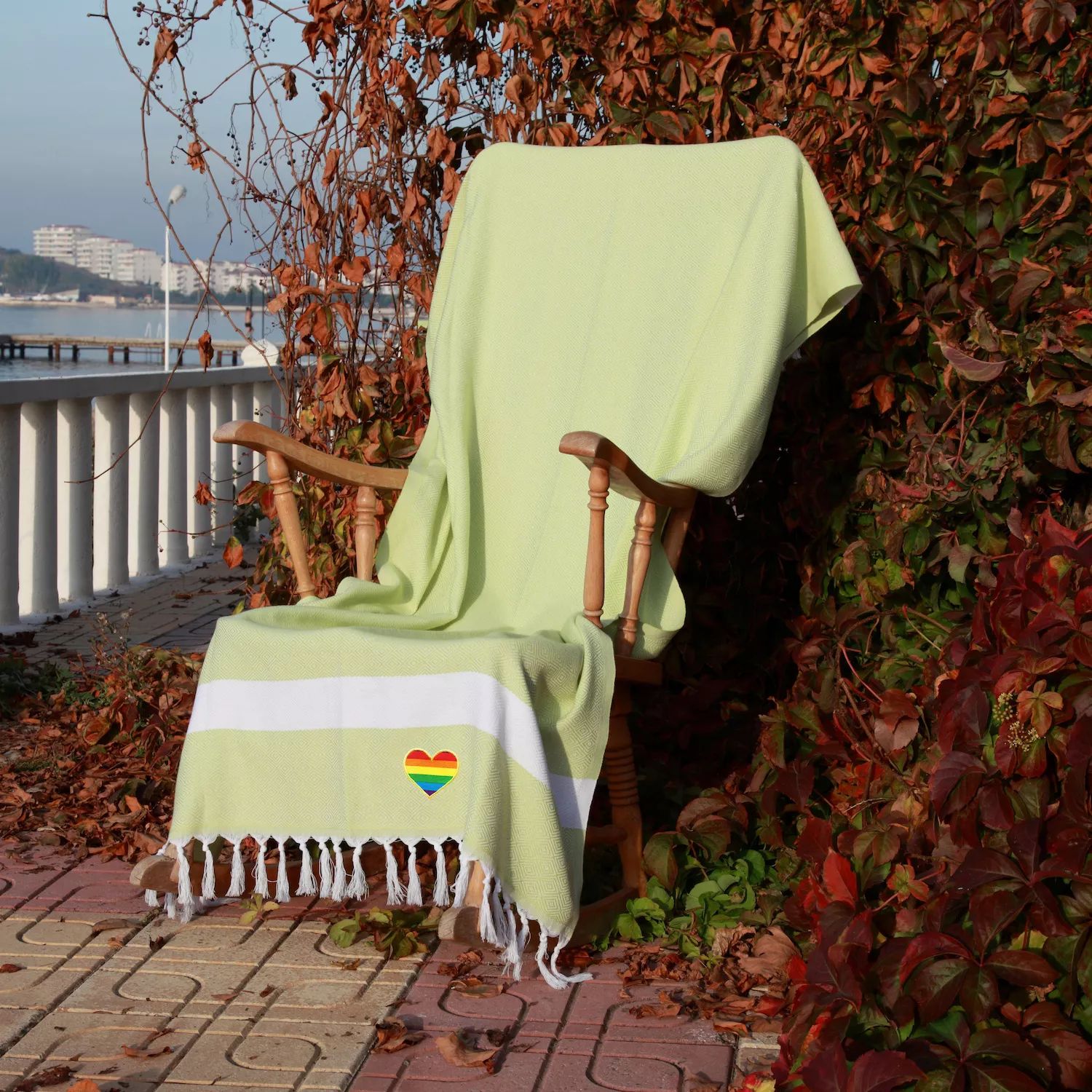 Текстиль для дома Linum, турецкое хлопковое пляжное полотенце с бриллиантами и радужным сердцем, пестемальное пляжное полотенце