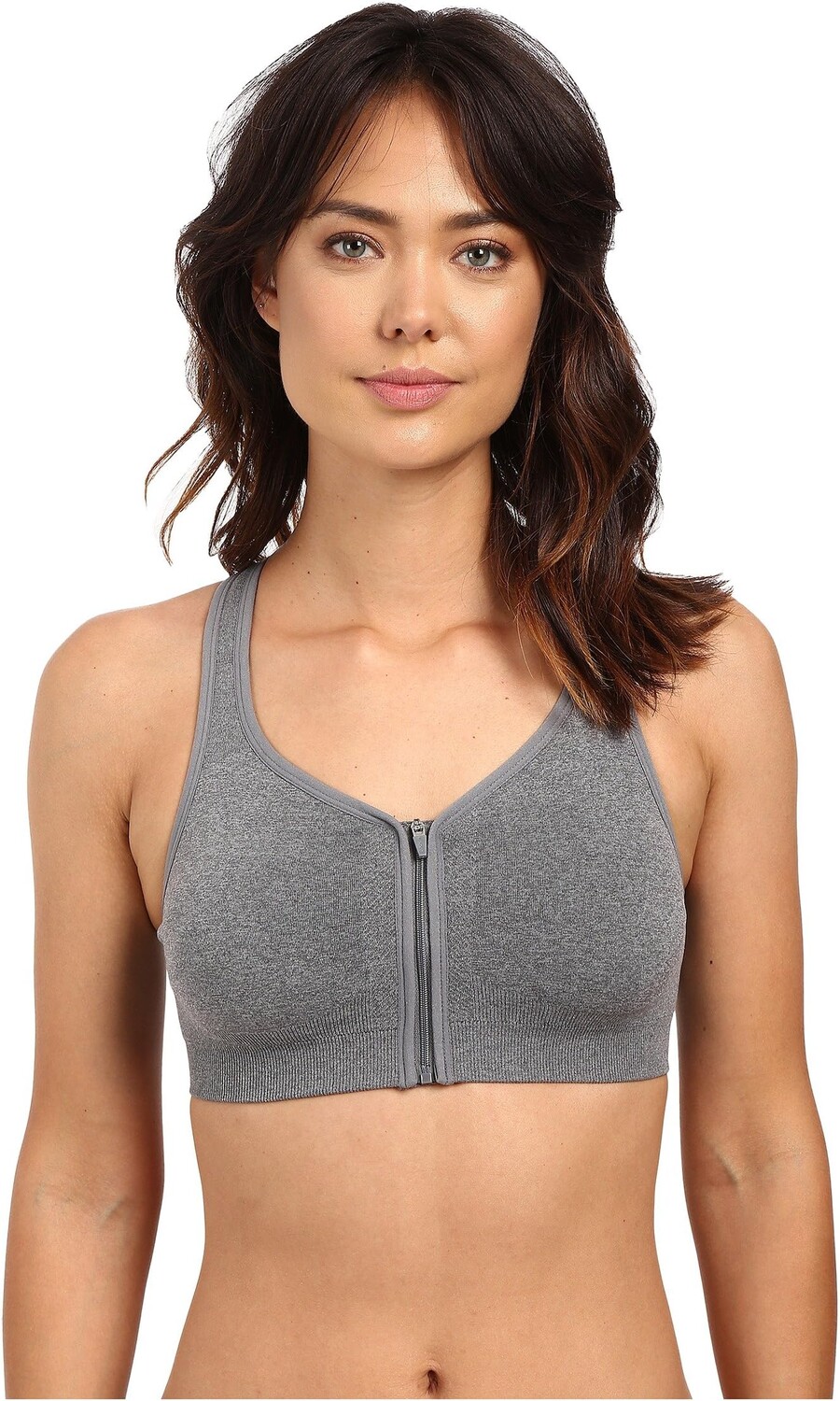 

Ударопрочный бесшовный бюстгальтер на молнии спереди Jockey Active, цвет Medium Grey Melange