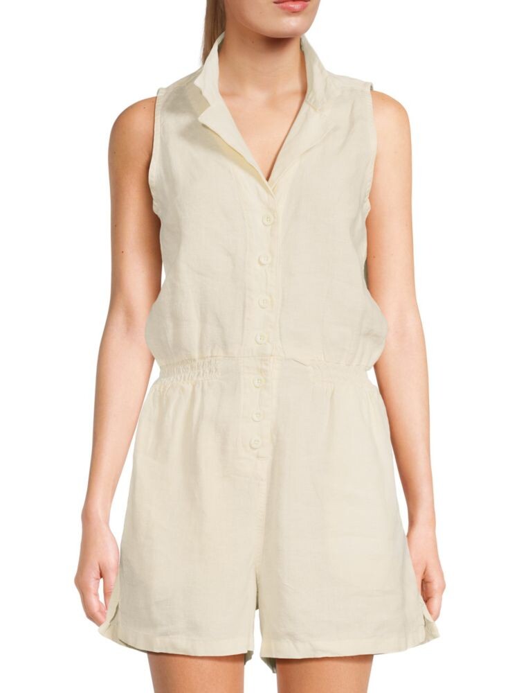 

Льняной комбинезон из шамбре Saks Fifth Avenue, цвет Pale Yellow