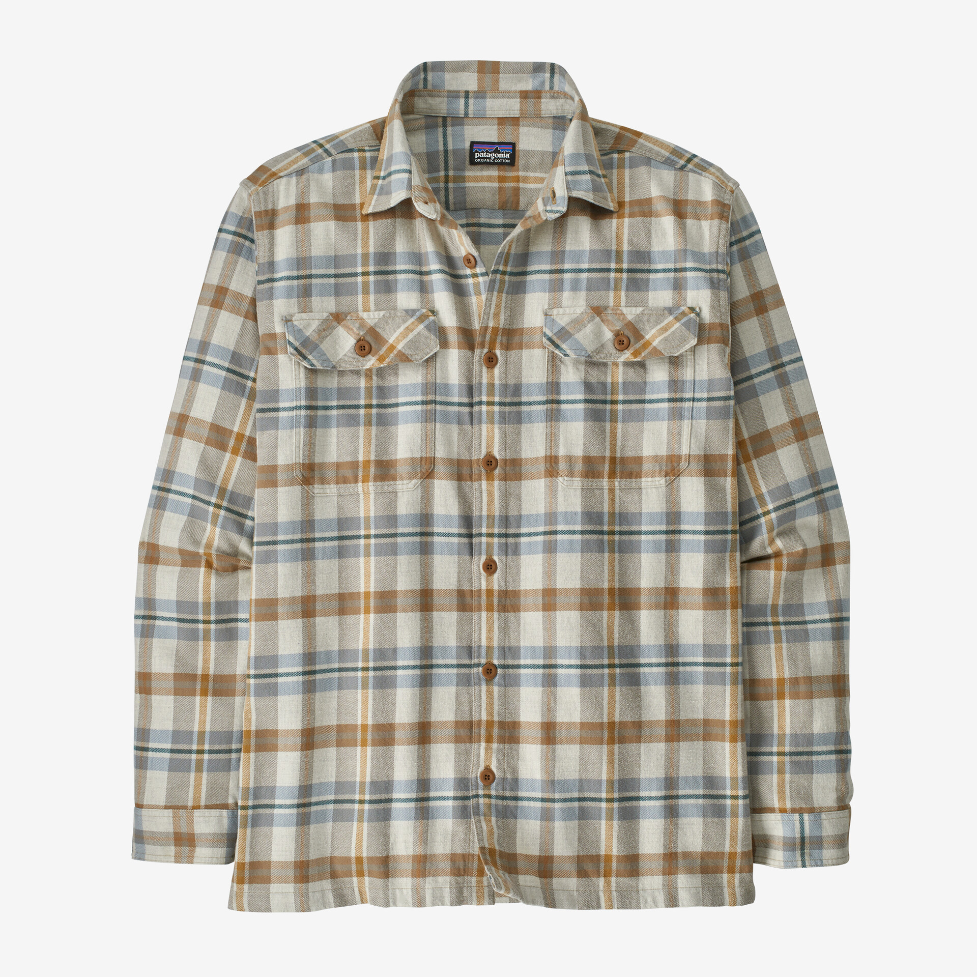 цена Мужская фланелевая рубашка среднего веса из органического хлопка с длинными рукавами Fjord Patagonia, цвет Fields: Natural