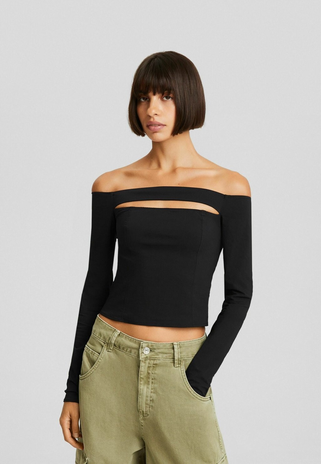 

Блузка Cutout Bengaline Bershka, черный