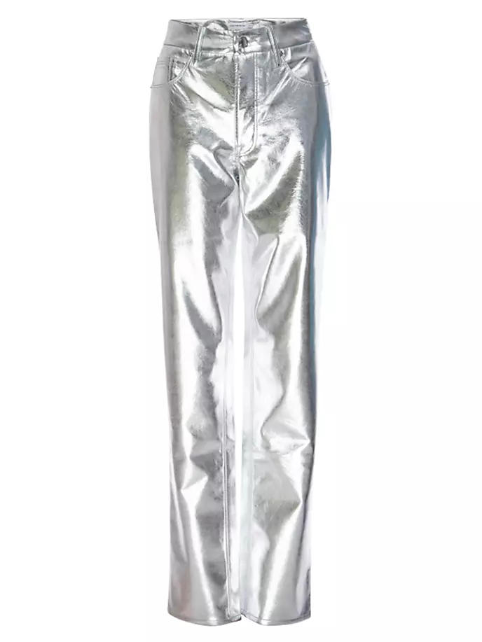

Брюки из искусственной кожи цвета металлик Good Icon Good American, цвет silver metallic