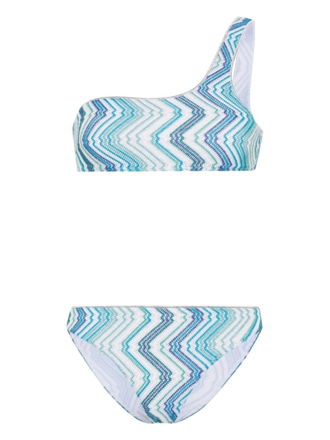 

Missoni бикини на одно плечо с узором зигзаг, синий