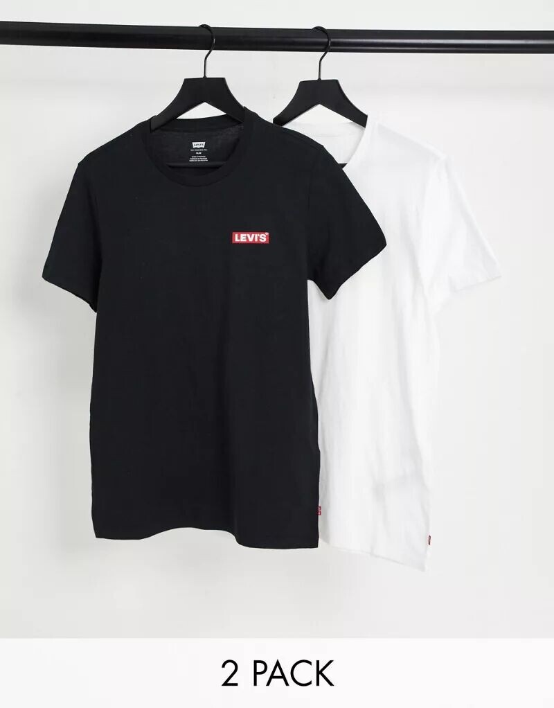

Комплект из двух черно-белых футболок Levi's с маленькой биркой с логотипом