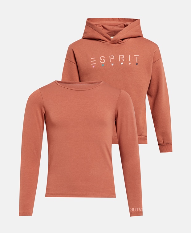 

Худи и топ с длинными рукавами Esprit, терракота