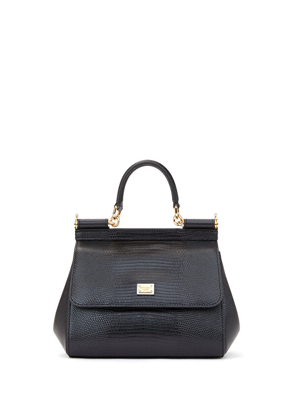 цена Черная женская кожаная сумка через плечо sicily Dolce&Gabbana