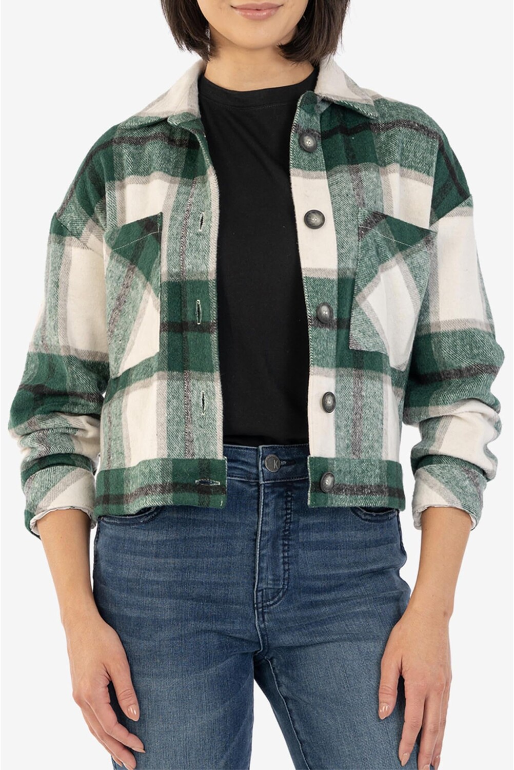 

Куртка Luciana Drop Shoulder Crop Jacket KUT from the Kloth, цвет Green/White