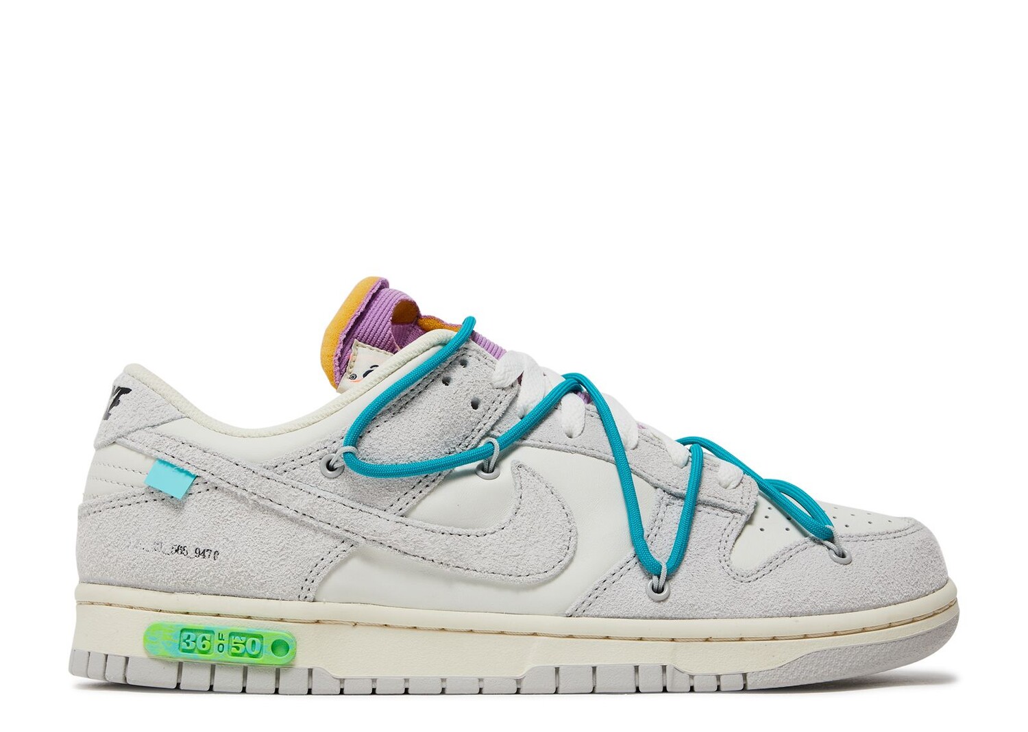 

Кроссовки Nike Off-White X Dunk Low 'Lot 36 Of 50', белый