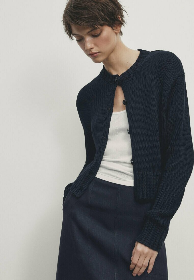 

Кардиган Massimo Dutti, цвет mottled dark blue