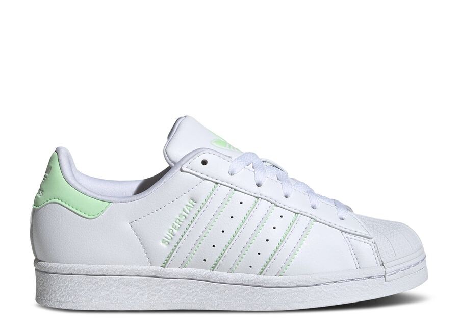 

Кроссовки adidas Superstar K, цвет White Semi Green Spark