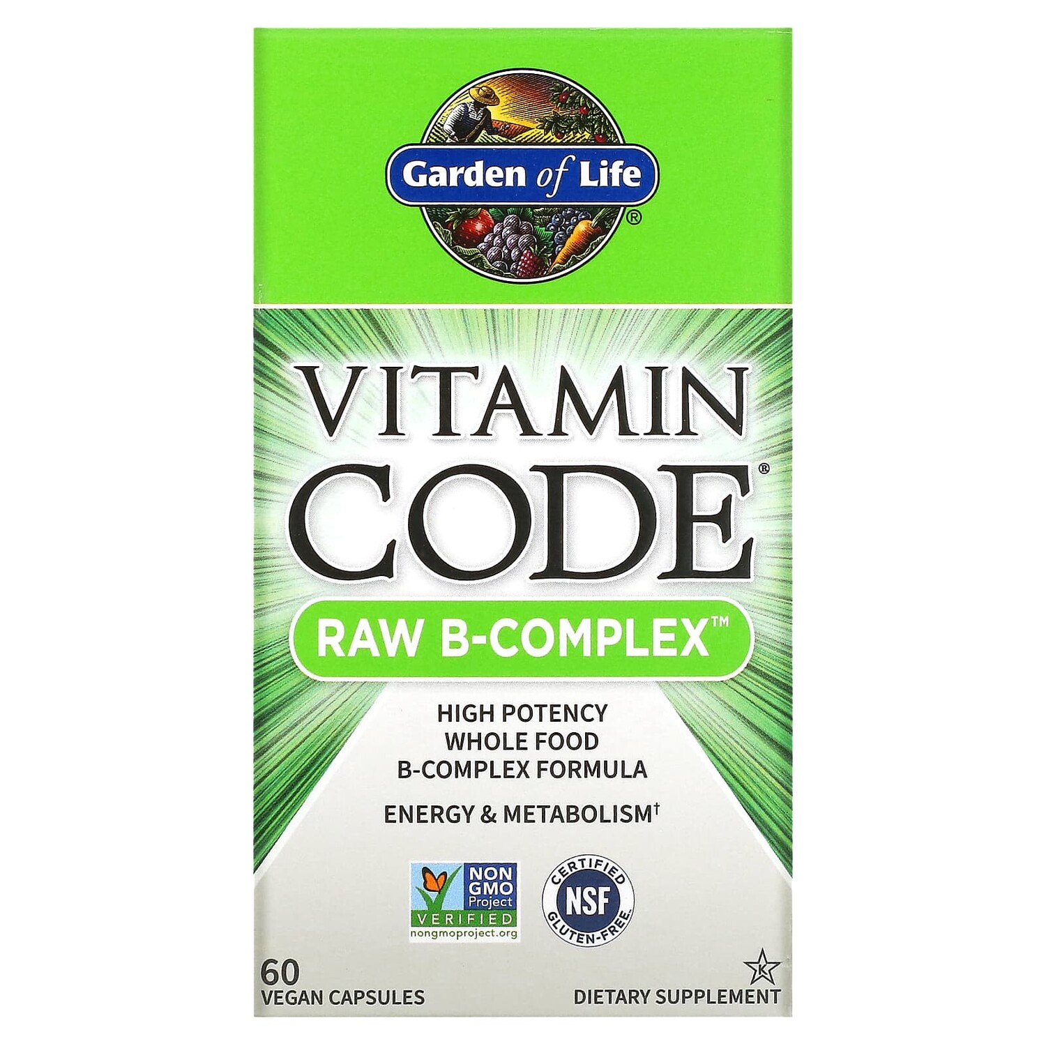 

Vitamin Code, Raw B-Complex, комплекс витаминов группы В, 60 веганских капсул, Garden of Life