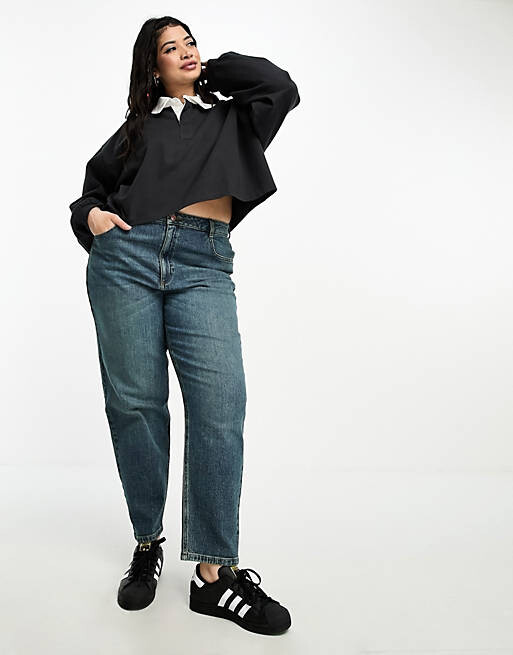 

Укороченный топ регби Dr Denim Plus графитового цвета
