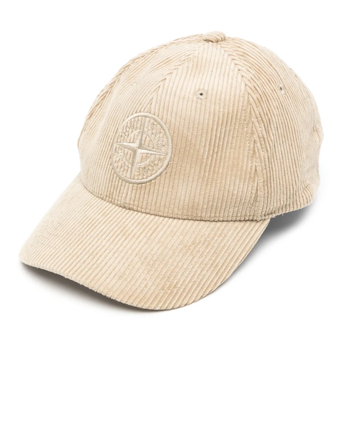 

Кепка в рубчик с вышивкой логотипа Stone Island, бежевый
