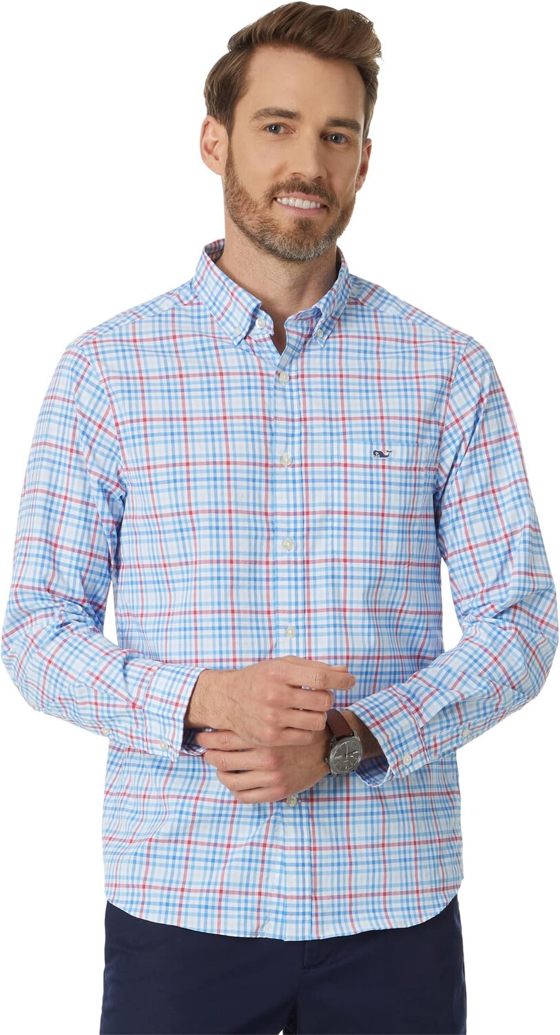 

Нейлоновая рубашка OTG в разноцветную клетку Vineyard Vines, цвет Sailors Red