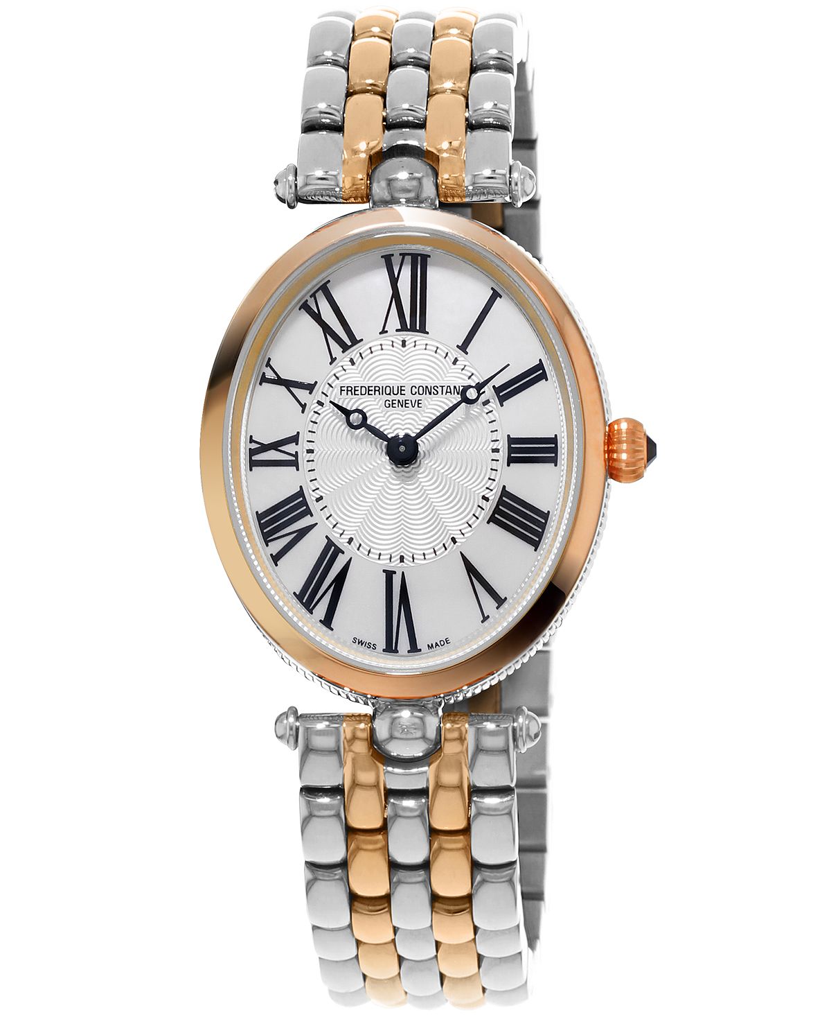 цена Женские швейцарские двухцветные часы-браслет из нержавеющей стали в стиле ар-деко 30x25 мм Frederique Constant