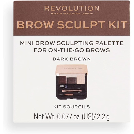 Brow Sculpt Kit Темно-коричневая палитра для бровей, 2,2 г, Makeup Revolution