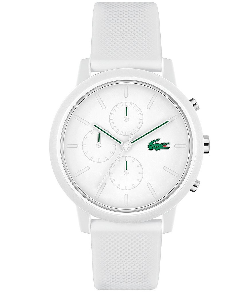 

Лакост Мужчины L 12.12. Часы Chrono с белым силиконовым ремешком Lacoste, белый