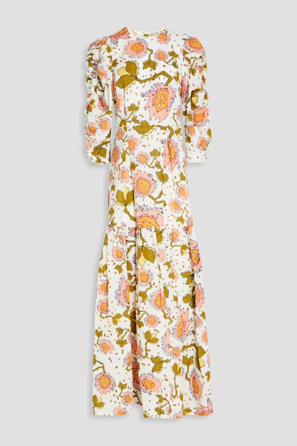 

Платье макси Nynne из жатого хлопка со сборками Stella Nova, цвет Off-white
