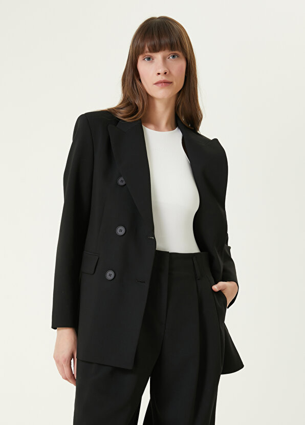 Черный двубортный пиджак Academia