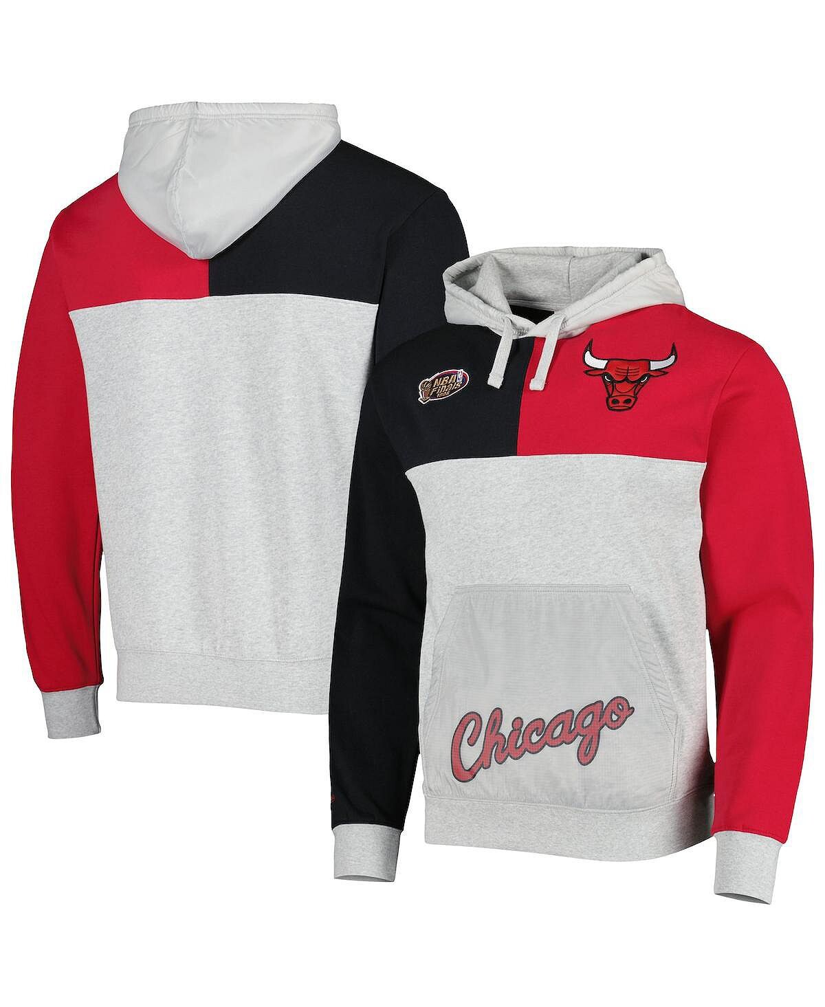 

Мужской пуловер с капюшоном цвета «Хезер Серый Чикаго Буллз» Mitchell & Ness