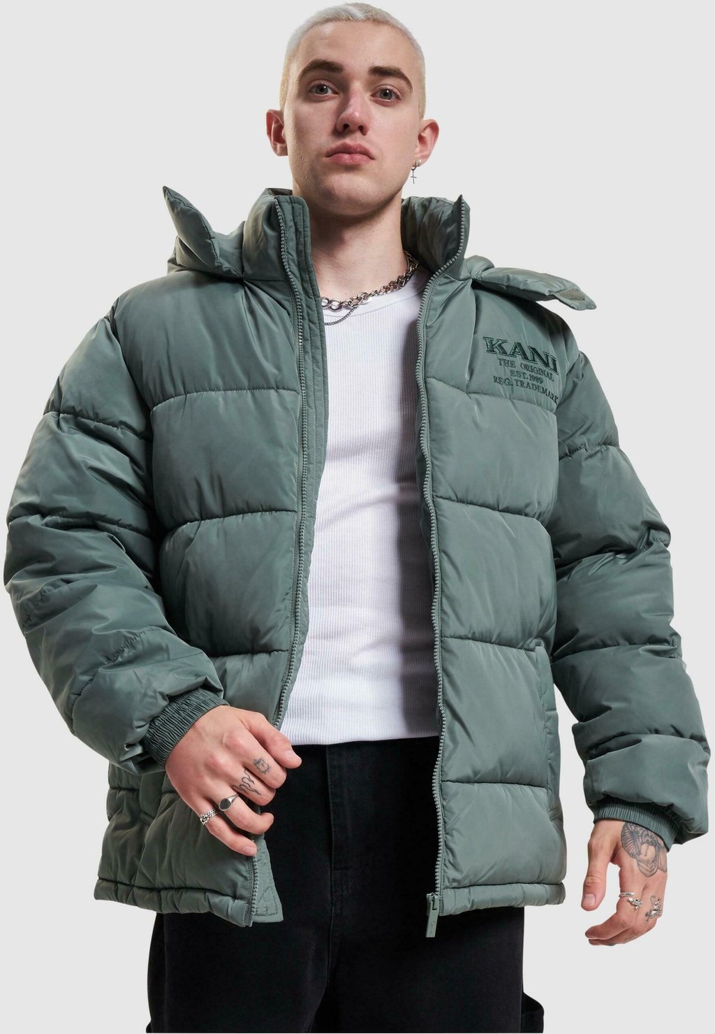 Зимняя куртка RETRO PUFFER Karl Kani, пыльно-зеленый куртка karl kani retro puffer черный белый