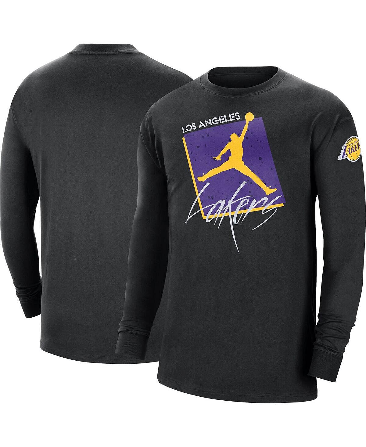 

Мужская брендовая черная футболка Los Angeles Lakers Courtside Max 90 в винтажном стиле с длинным рукавом Statement Edition Jordan