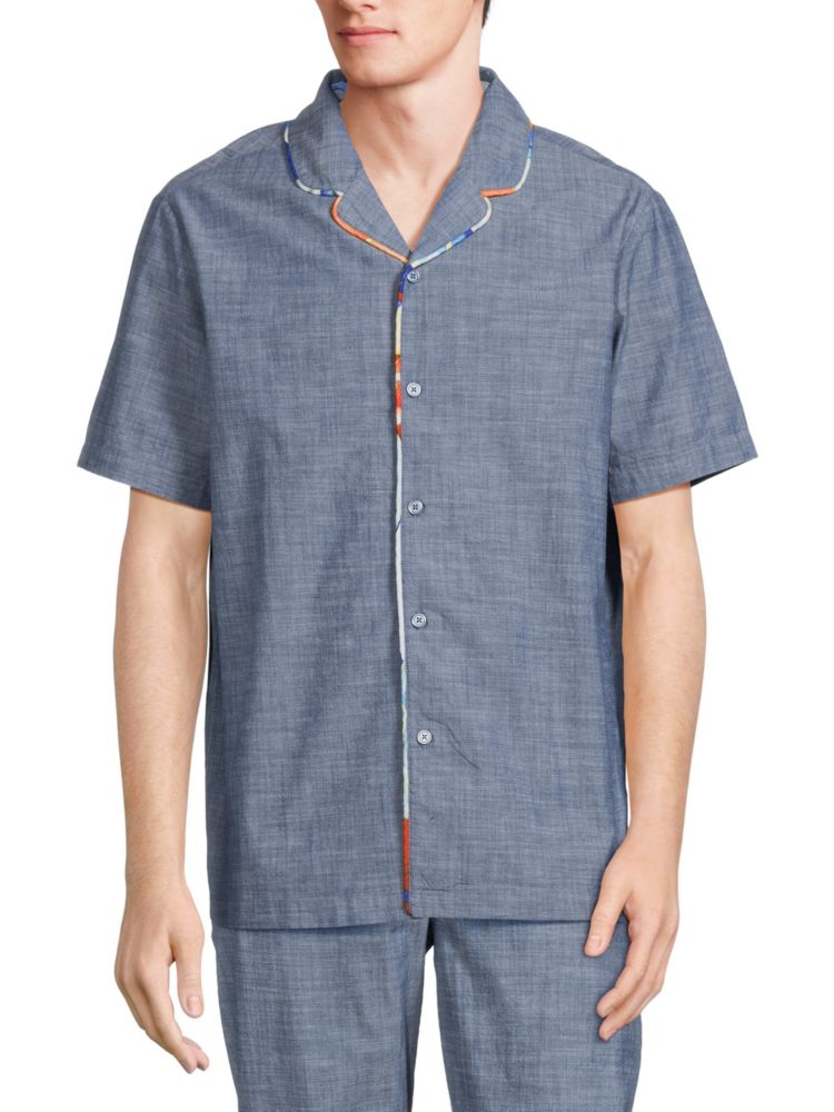 цена Рубашка из шамбре с меланжевым мотивом Robert Graham, синий