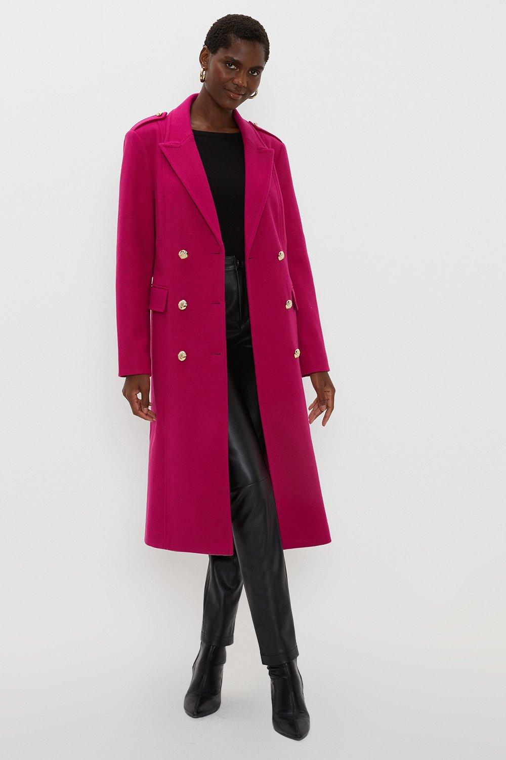 Розовое двубортное пальто в стиле милитари Wallis, розовый пальто loft пальто в стиле куртки