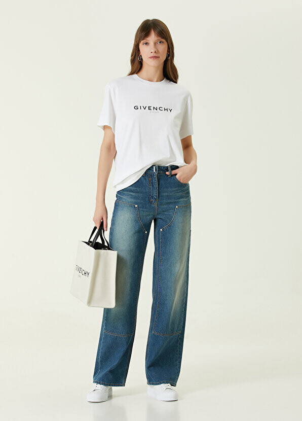 

Синие широкие джинсовые брюки Givenchy, Синий