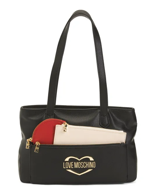 

Черный шопер с дополнительными сумками Love Moschino, цвет Nero