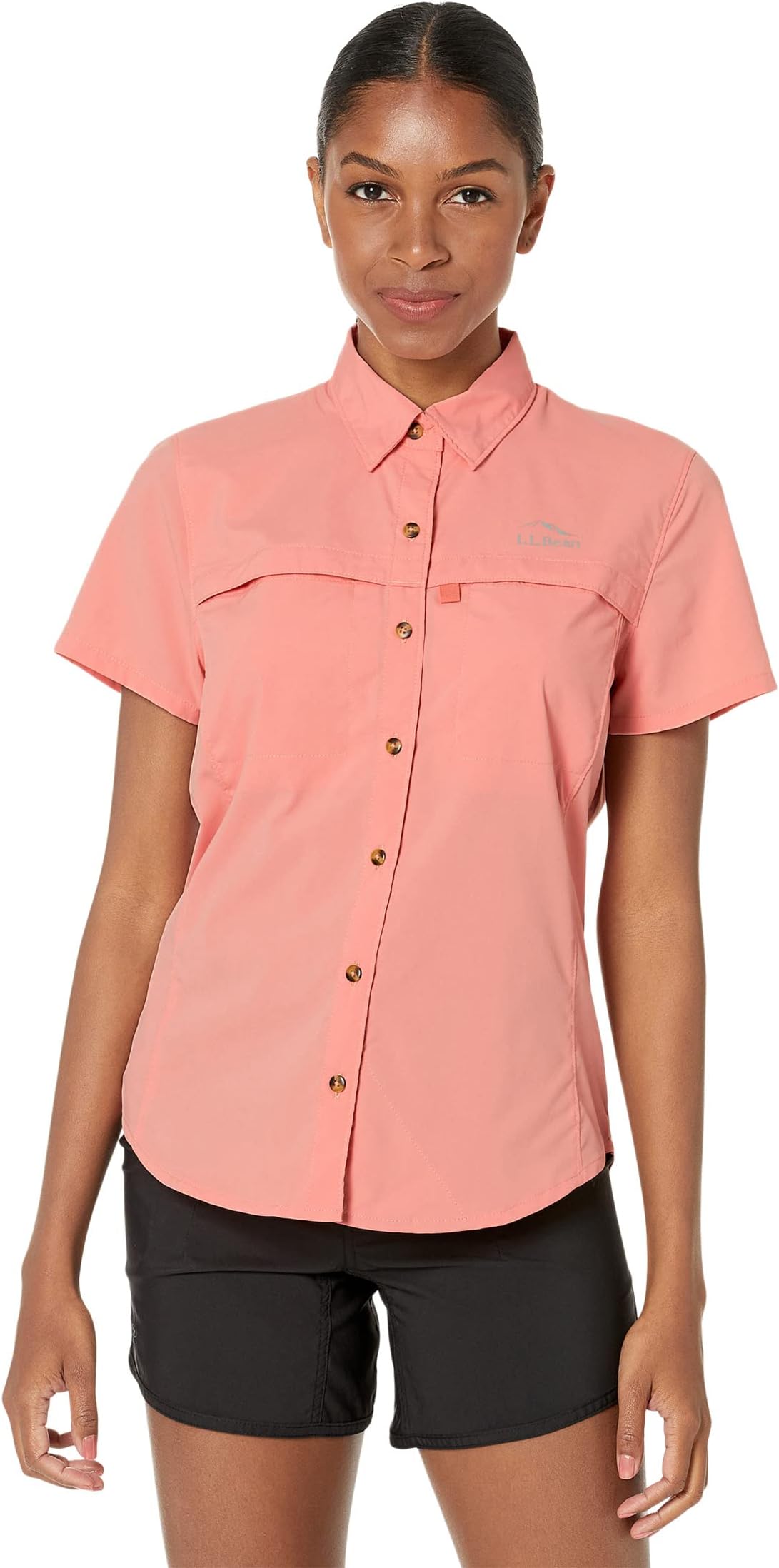 Рубашка Petite Tropicwear с коротким рукавом L.L.Bean, цвет Warm Coral