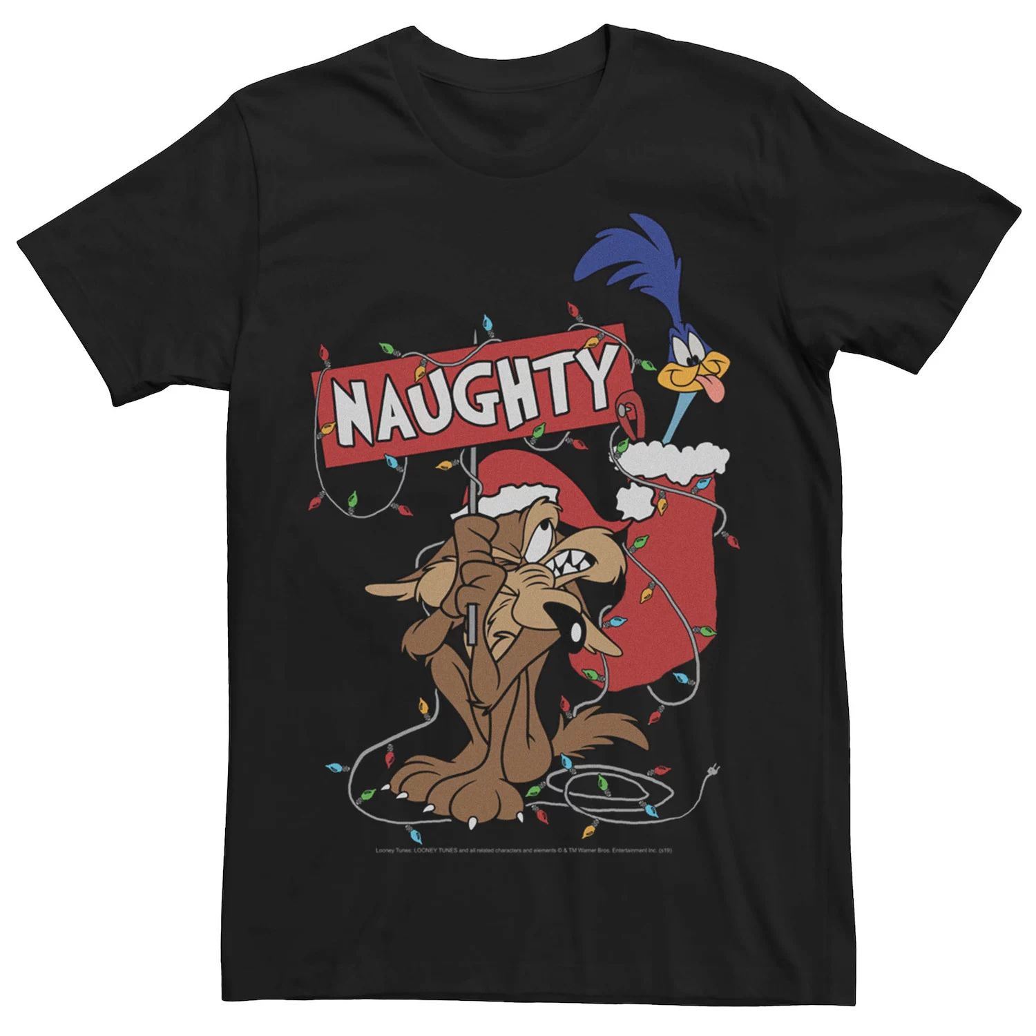 Мужская футболка Naughty Looney Tunes Christmas Wile E. Coyote & Road Runner Licensed Character конструктор lego brickheadz 40559 road runner и wile e coyote