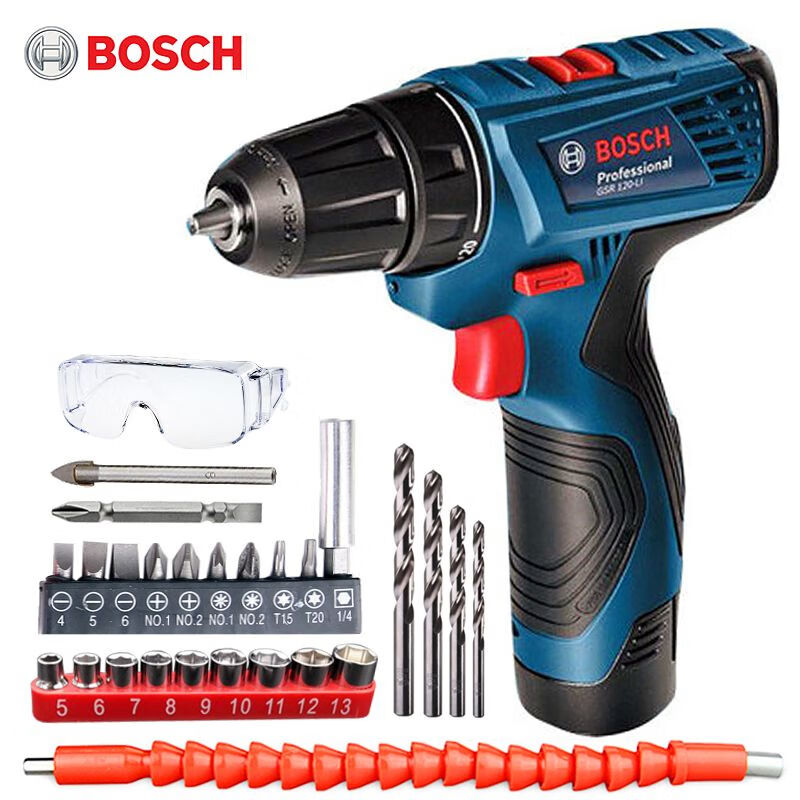 Дрель-шуруповерт Bosch GSR120-Li + насадки, очки