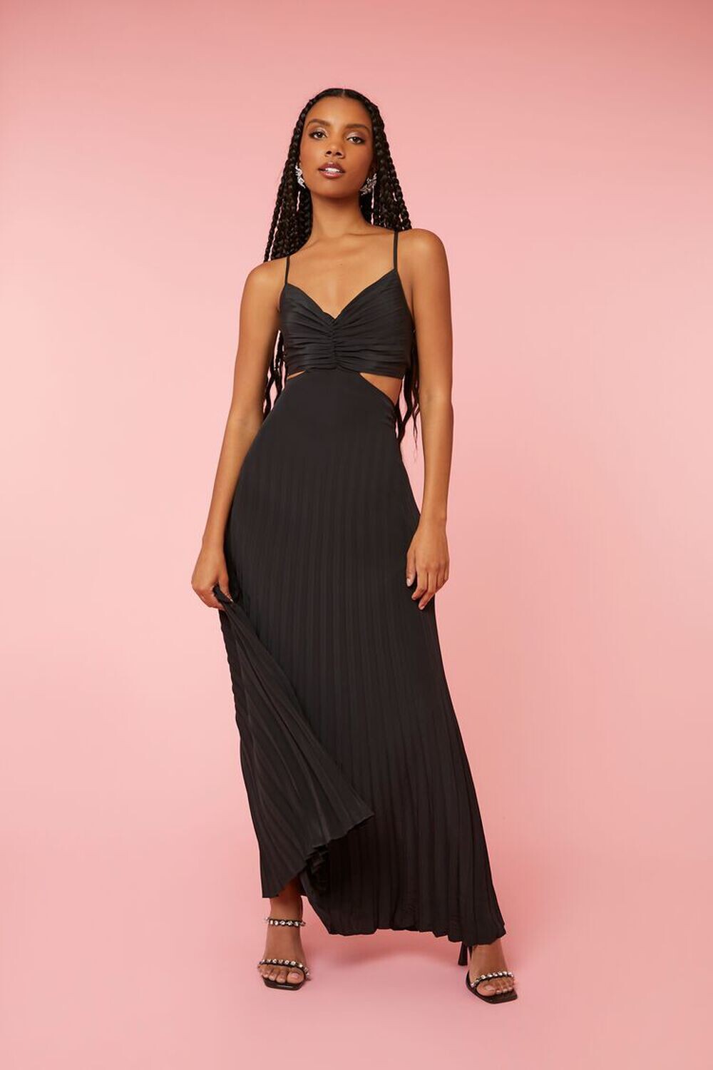

Плиссированное платье макси с вырезами Forever 21, черный